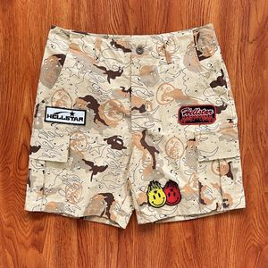 Hellstar Studios High Street Sterted Servidered Camouflage Sports Shorts خمس ربع شورتات شائكة غير رسمية غسلها جينز مستقيم بالإضافة إلى سراويل الحجم smlxl