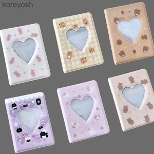 Albums Books Cute Cartoon Bear Photo Album 3 Inch Photocard Holder Kpop Idols Cards Collect Book Album For Photographs 40 Pockets Card BinderL231012