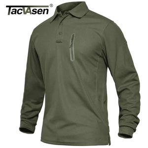 Men's Polos TACVASEN With Zipper Pockets Tactical Work T Shirts Mens Long Sleeve Premium Tee Shirts Casual Golf Sports T shirts Tops 231012