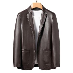 Men's Leather Faux YN330 Natural Sheep Casual Suit Jacket Slim Spring and Autumn Thin Section Black Brown 231012