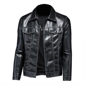 Skórzana męska faux przyczynowa płaszcz z kurtki dla mężczyzn strój motocyklowy motocykl zip kieszeń kieszonkowy prosta odzież 4xl 231012