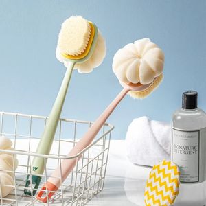 Bath Brushes Sponges Scrubbers Bath Brush Body Scrub Ponges Scrubbers Double-sided Nylon Body Cleaning Brush Bath Tools Soft Long-handled Shower Brush 231012