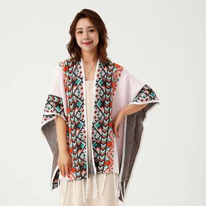 Shawls WeHelloKnitted Border Shawl for Women Simple and Versatile Fashionable Bohemian Style 231012