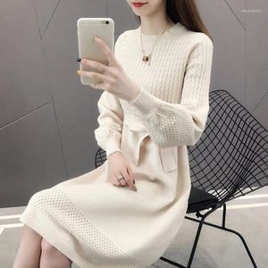 Casual Dresses 2023 Spring Sweater Dress Women Round Neck Knit Loose Bottoming Solid Color Maternity Party