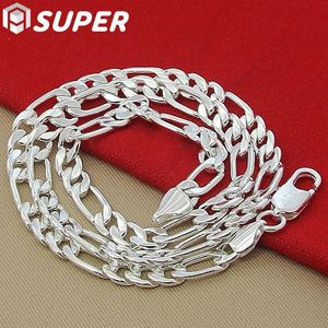 Pendanthalsband 925 Sterling Silver 8mm Sidokedja 20 tum halsband för man kvinnor Fashion Wedding Charm smycken 231012