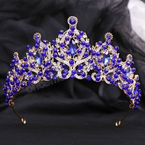 Barokowe ręcznie robione kryształowe koraliki korona dla kobiet dziewczęta ślubne panna młoda królowa ślubna nur