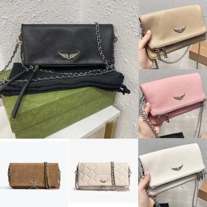 Cowhide Zadig Voltaire Spalla Borse a traversa famosa Ala Wing Women Envelope Borse Messenger Designer Borse di lusso Fashion Rivet Baguette Chain Borse