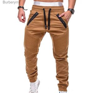 Мужская джинсовая одежда, стильные мужские брюки с регулируемыми карманами Drstring, мужские брюки в полоску для бегаL231011
