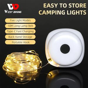 Lanternas portáteis WEST BIKING Luzes de acampamento portáteis USB recarregáveis lâmpadas de acampamento ao ar livre à prova d'água lanterna de emergência tenda suprimentos de acampamento 231012