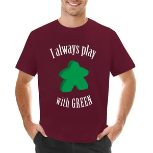 Mens Tank Tops 나는 항상 녹색 Meeple 보드 게임 디자인 티셔츠 그래픽 T 셔츠 Tees Man Clothes Mens와 함께 연주합니다.