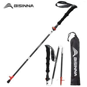 Trekking Poles BISINNA 1pcs/2pcs Folding Carbon Fiber Collapsible Sticks Lightweight Walking Stick Hiking Climbing