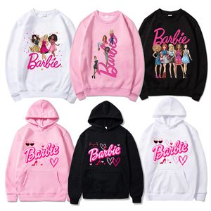 Anime moda moda mody mężczyźni kobiety hip-hopowe projektant bluzy Pullover Kawaii Barbie Classic Cartoon Crew Szyja z kapturem z kapturem Pary prezenty Plus Size S-3xl