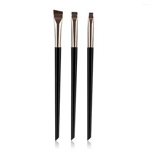 Makyaj fırçaları 3pcs fırça set eyeliner kaş uygulaması alüminyum tüp plastik sap kozmetik aletleri