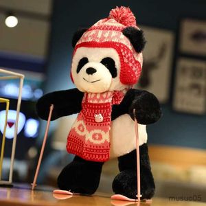 Weihnachtsspielzeug liefert 23-30 cm süße Ski-Panda-Kaninchen-Plüschtiere schöne weiche gefüllte Cartoon-Tierpuppen für Geburtstags-Weihnachtsgeschenk R231012