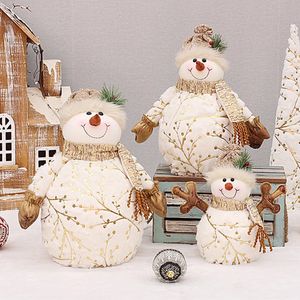 Juldekorationer 605026 cm Big Size Christmas Dolls Decoration Short Plush Printe Santa Claus Snowman Doll för julgranprydnader Figur 231012