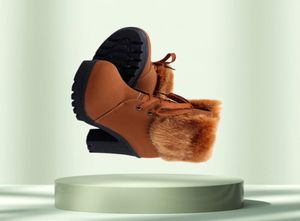 Дизайнерская зимняя обувь на высоком каблуке. Женские сапоги. Модные женские ботинки 039s. Теплая плюшевая обувь. Женская брендовая обувь до щиколотки Botas7436888.