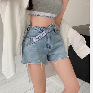 Women's Jeans Fashion Misalignment High Waist Slim Pants Fur Edge Sweet Spicy Style Small Shorts