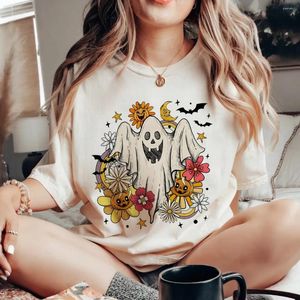 T-shirt da donna a maniche corte stampate anni '90 T-shirt casual Halloween moda top modello girocollo T-shirt per abbigliamento.