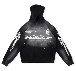 هوديز الرجال عتيقة Hellstar Studios Racer Hoodie الرجال 1: 1 نجم طباعة نجم غسل بلواحس.