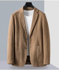 Herrdräkter herr vinterbrun corduroy kostym blazer långärmad knapp upp randiga topp pojkar vintage casual jacka överdimensionerad xxxl