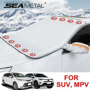 Capas de carro SEAMETAL Tamanho Grande Capa de pára-brisa de carro Ímã Janela de inverno Escudo de neve Anti Frost Auto Janela frontal Capa de neve para SUV MPV Q231012