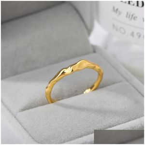 Gold Plated Irregar Rings For Women Adjustable Open Stainless Steel Ring Trend Engagement Wedding Jewerly Anillos Dhgarden Ot30Z