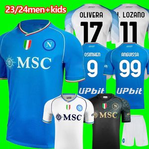 23 24 Napoli Futebol Jerseys Maglia Nápoles 2023 2024 Crianças Homens Camisa de Futebol H.LOZANO KVARATSKHELIA SIMEONE SSC Napoli Maillots de Foot MARADONA OSIMHEN ELMAS Home 2XL