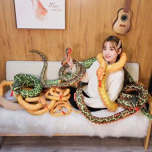 Bonecas de pelúcia 110/160cm simulado python cobra brinquedo gigante boa cobra longo recheado plushie travesseiro crianças meninos presente decoração de casa 231012