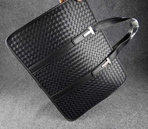 Men Designer Bag Bvs Briefcase Large Capacity 41cm*31*7 Computer Bag Handbag Woven Genuine Leather Calfskin with Logo Black ydg