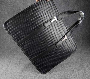 Borsa da uomo firmata Bvs Valigetta di grande capacità 41 cm * 31 * 7 Borsa per computer Borsa a mano in vera pelle di vitello intrecciata con logo Nero ydg