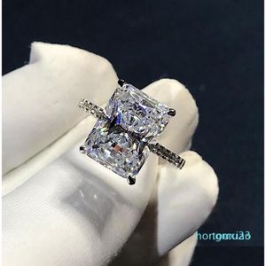 Bandringar strålande klipp 3CT Lab Diamond Ring 925 Sterling Sier Bijou Engagement Wedding Band Rings for Women Bridal Party Jewelry448333 DHT1P