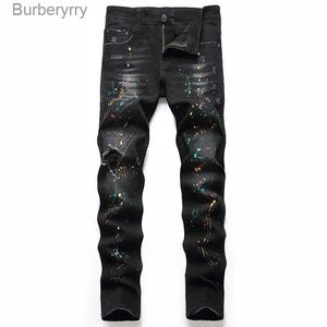 Men's Jeans Black Trousers Regular Version Hole Large Size Personality Trendy Pants European And American Jeans Denim men's New ElasticL231011