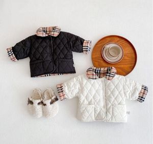 23b冬の子供のデザイナーパフジャケットベイビーボーイガールコットンパッドリバーシブルジャケットの子供コート