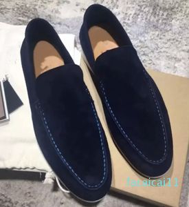 Designer-Wildlederschuhe, Sommer-Charms, verzierte Walk-Wildleder-Loafer, Paar, echtes Herren- und Damenleder, lässige Slip-on-Flats für