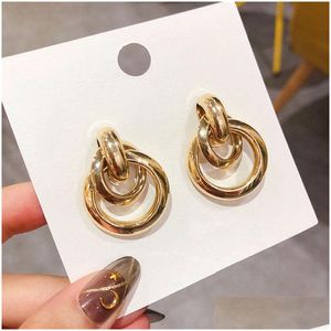 Gold Plating Knot Hoop Earrings For Women Vintage Geometry Metal Earring Trendy Fashion Female Jewelry Dhgarden Otobl