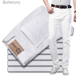 Calças de brim masculinas primavera outono branco estiramento regular ajuste jeans estilo clássico negócios casual algodão calças finas calças jeans brandl231011