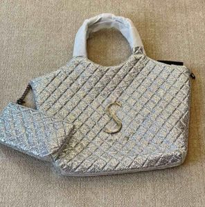 Shopping icare maxi tote överdimensionerad väska designer glitter handväskor 2 storlek bifogar mini plånbok quiltad lammskinn kvinnors resor satchel 402 40