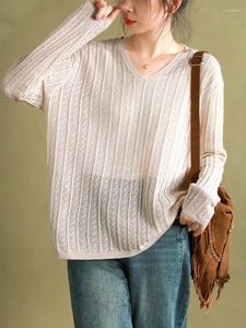 Women's Blouses Women Fashion Knitting Shirt 2023 Autumn Loose Casual V-Neck Long-sleeved Pullovers Tops