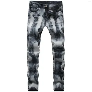 Jeans masculinos 2023 calças de moda pequenos pés estiramento magro tendência masculina modelos casuais calças jeans 0766