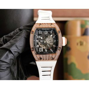 Designer Diamond Watch Bust Down Auto Rm010 Relógios de Pulso 1PX5 Movimento Mecânico de Alta Qualtiy Uhr Congelado Dial Reloj Montre Richards Luxe