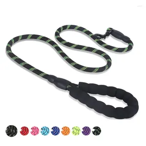 Dog Collars Strong Leash Nylon Rope Pet Puppy Leashes With Soft Padded Handle Reflective Threads For Medium Large Dogs Training Walking