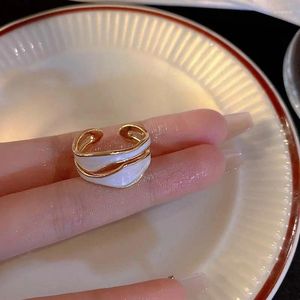 Кольца кластера, креативные нерегулярные двухслойные кольца с капельной глазурью, открытые для женщин, модное золотого цвета, регулируемое кольцо на палец, ювелирные изделия, подарки
