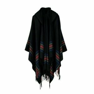 Scarves Mens Wool Blend Stripe Hooded Shawl Manteau Boho Gypsy Hippie Cape Poncho Hoody Unisex 231011