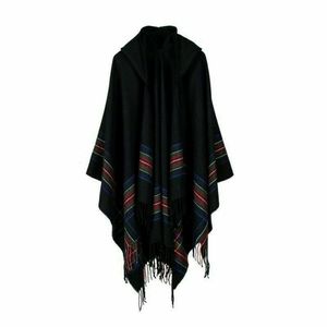 Eşarplar Erkek Yün Karışımı Stripe kapüşonlu şal Manteau Boho Çingene Hippi Cape Poncho Hoody Unisex 231011