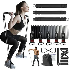 Direnç Bantları Egzersiz Bar Fitness Elastik Kuvvet Antrenmanı Taşınabilir Pilates Kit Set Stick Sports Pull Halat