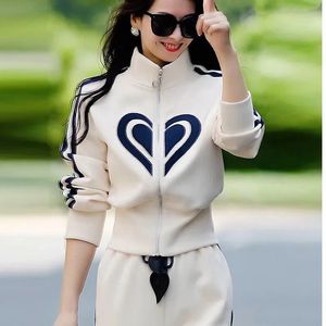 Women's Two Piece Pants 2023 Autumn Winter Casual Sports Suit Stand Collar Zippered Sweater Coat Tops Wide Leg Set Plus Size 231011