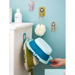 Hooks Rails Adhesive Wash Basin Hooks Heavy Duty Waterproof Reanvändbar för badrum Kök barnrum mtiple Använd KDJK2302 Hemträdgård H DHUFG