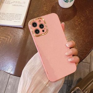 iPhone 14 12 Pro Max Designer Phone Case for Apple 15 13 11 8 Plus Luxury PU Leather Floral Print Embossed Metal Camera Lens Ring Flower Back Cover Shell Funda Coque Pink