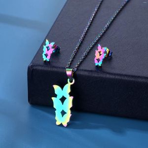 Necklace Earrings Set Colorful Color Butterfly Jewelry For Women Wedding Party Gift