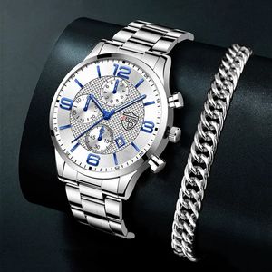 Relógios femininos relogio masculino negócios luxo aço inoxidável quartzo relógio de pulso masculino pulseira de prata calendário relógio luminoso 231012